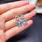 Conjunto de Topacio Azul Cielo Natural en Plata 925 - Anillo, Colgante y Aretes para Mujer