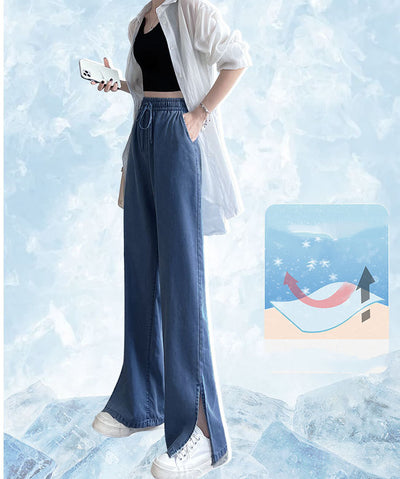 Pantalones Anchos de Cintura Alta en Seda de Hielo - Comodidad Total para el Verano - Image 19