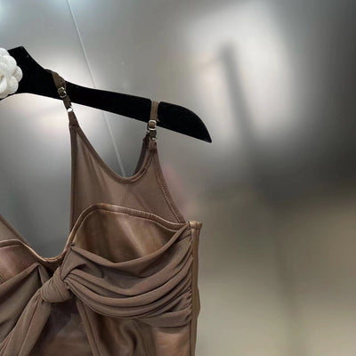 Vestido Camisero con Tirantes Ajustables de Largo Medio - Image 9