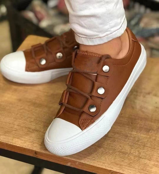 Zapatos Plataforma Casual de Viscosa con Punta Redonda para Mujer