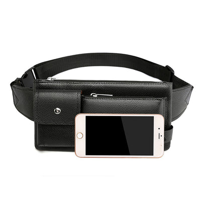 Bolsa de Cintura para Hombre de Cuero PU Color Sólido - Riñonera de Viaje - Image 15