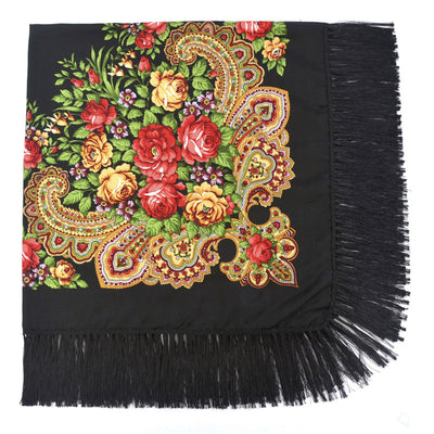 Pañuelo Floral Retro con Flecos para Mujer - Image 10