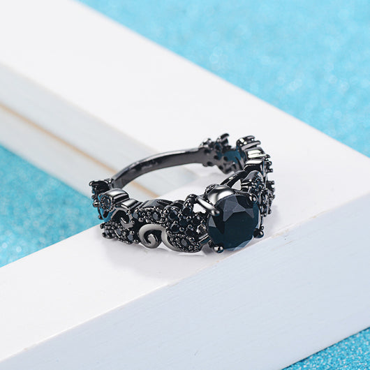 Anillo Punk Chapado en Oro Negro con Circón Negro Incrustado - Image 8