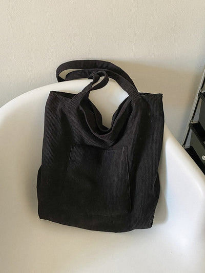 Bolso de Hombro Corduroy Capacidad Grande - Estilo Literario y Versátil - Image 10