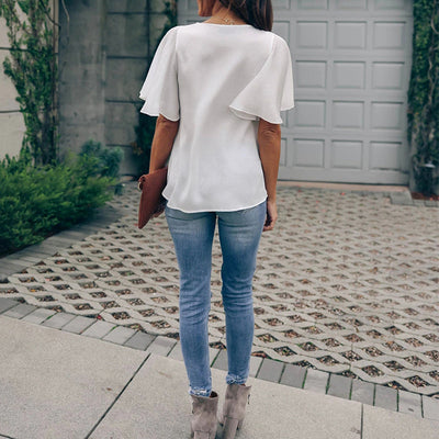 Blusa Suelta con Cuello en V y Mangas Volantes - Image 19