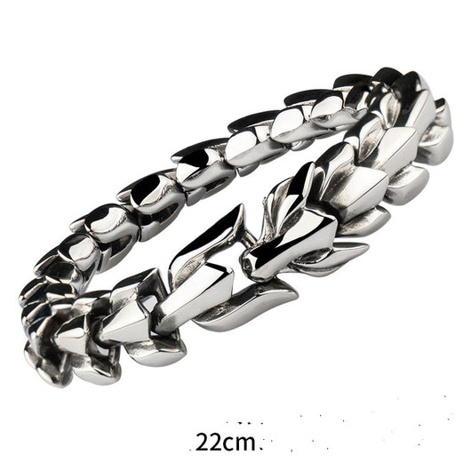 Pulsera de Acero Titanio Estilo Retro Americano Eslabón Ancho - Image 5