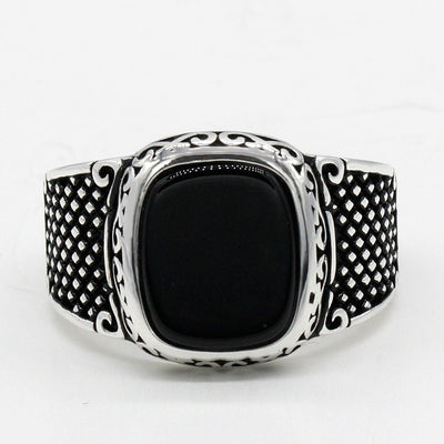 Anillo de Plata Tailandesa 925 con Ágata Negra Vintage - Image 5