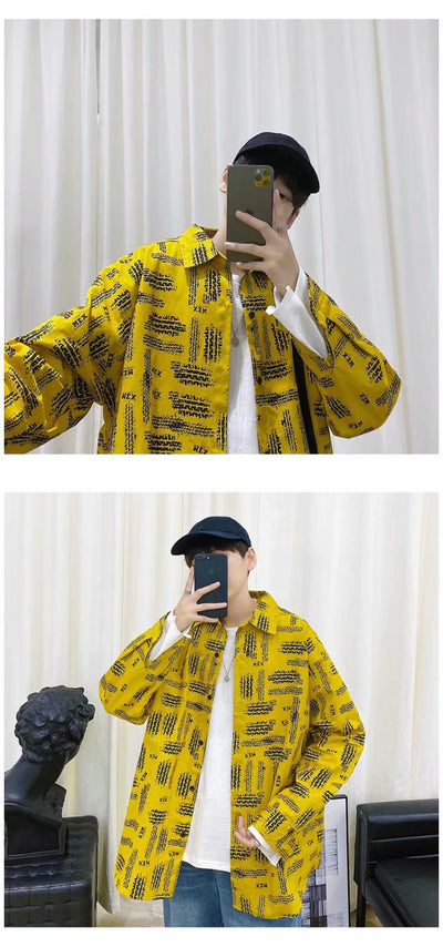 Camisa Jacket Suelta Estampada de Manga Larga para Hombre - Image 8