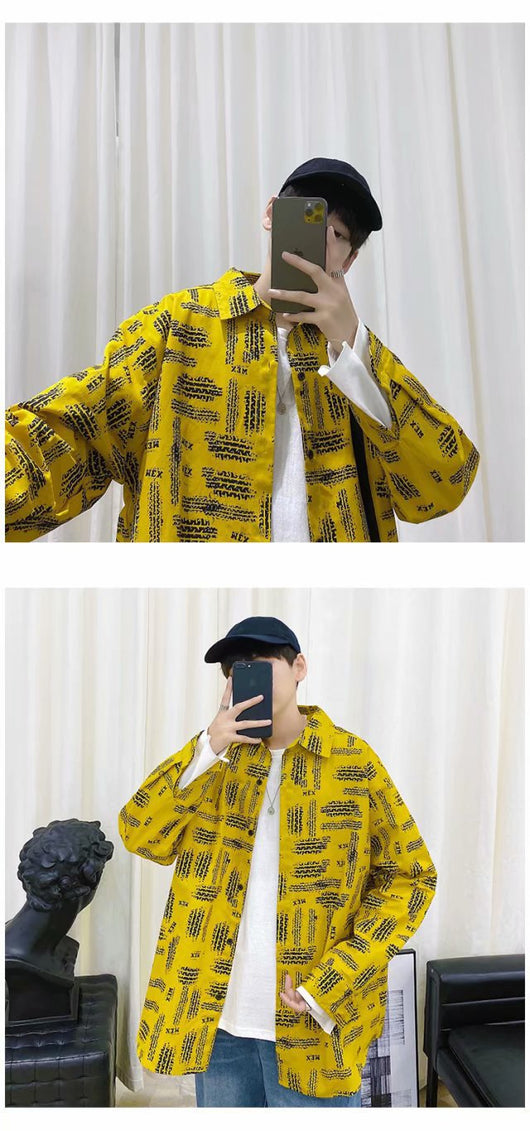 Camisa Jacket Suelta Estampada de Manga Larga para Hombre - Image 8