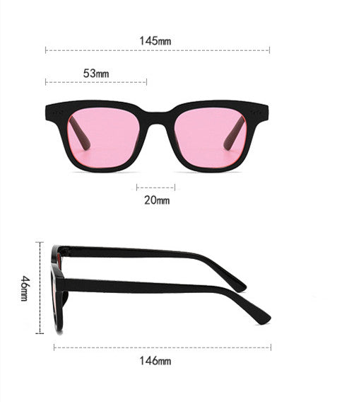 Black frame square sunglasses with light blue lenses, angled on a white background. - Image 28