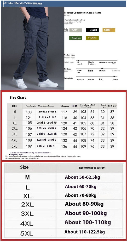 Pantalones Cargo Talla Grande 100% Algodón con Múltiples Bolsillos - Image 9