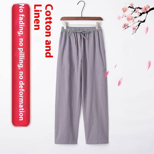 Pantalones de Lino Hombre Corte Recto Retro Sueltos - Image 7