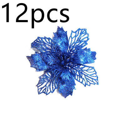 Flores Navideñas Artificiales con Brillo - Adornos para Árbol de Navidad y Decoración del Hogar - Image 55