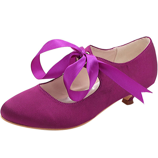 Zapatos de Baile Satinados con Cordones - Tacón Bajo Versátil y Elegante - Image 9