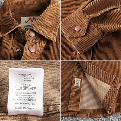 Camisa de Pana Gruesa Lavada con Manga Larga para Invierno - Image 5