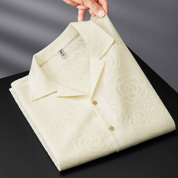 Camisa Jacquard Tejida Premium para Hombre, Manga Corta - Image 6