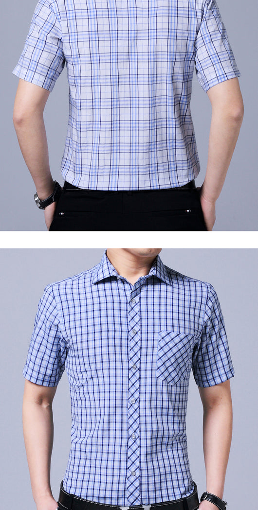 Camisa Cuadros Hombre Cuello Solapa Grande Estilo Casual Profesional - Image 14