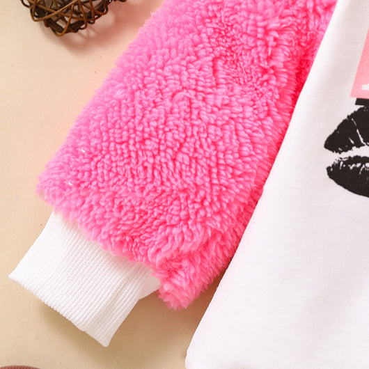 Camiseta Manga Larga Niña Algodón Estampado Letras Blancas con Pelaje - Image 5