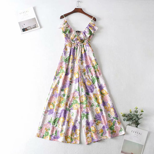 Jumpsuit Morado con Estampado Dream y Volantes con Tirantes - Image 6