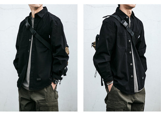 Chaqueta Casual Holgada con Bolsillos - Estilo Coreano para Hombres Jóvenes - Image 9