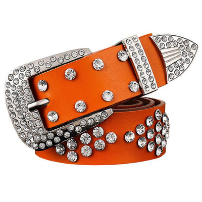 Cinturón de Cuero para Dama con Hebilla de Diamantes y Incrustaciones de Strass - Image 8