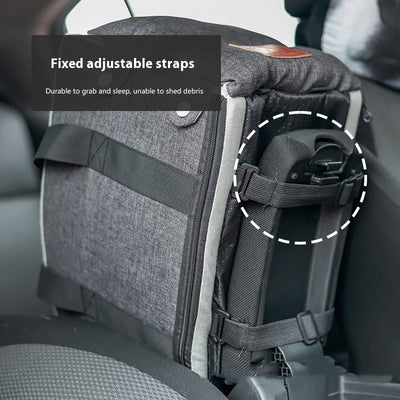 Dark gray and beige cat car safety seat, a portable integrated nest with soft padding and secure straps. - Image 10