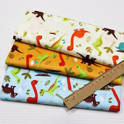 Juego de Telas de Algodón Estampado Dinosaurio de Cuatro Piezas
