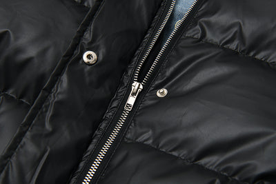 Chaqueta Denim Oversize Acolchada Negra con Costuras Sueltas - Image 12