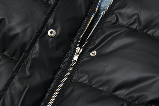 Chaqueta Denim Oversize Acolchada Negra con Costuras Sueltas - Image 12