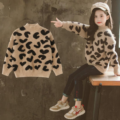 Suéter infantil estampado leopardo en lana de visón - Image 9