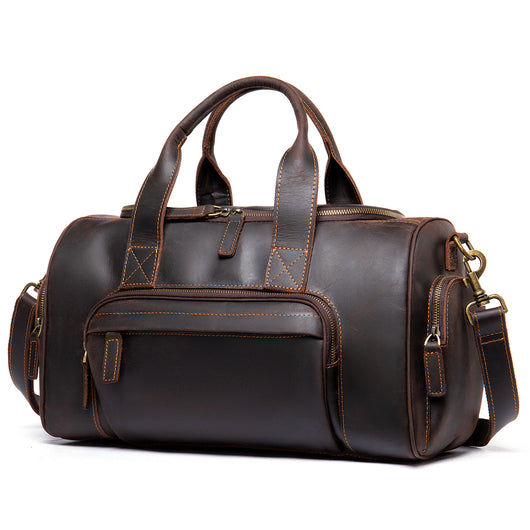 Bolsa de Viaje Cuero Genuino Estilo Retro - Equipaje de Mano Grande para Hombre