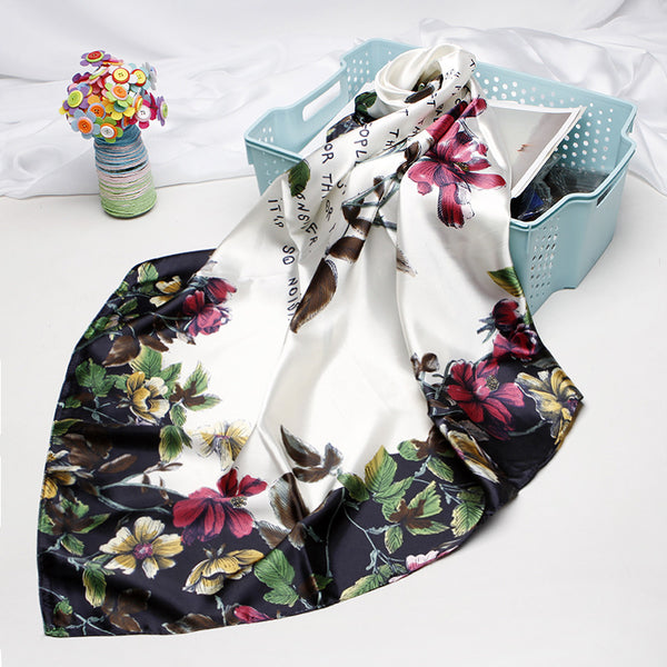 Pañuelo de Seda Estampado Vintage para Mujer
