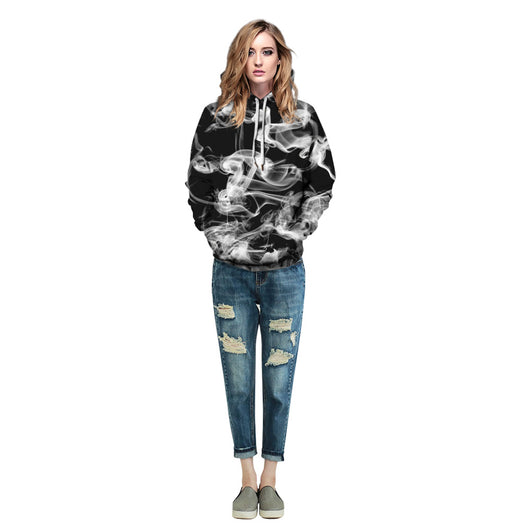 Sudadera con capucha estampado cielo estrellado y anillos de humo - Image 8