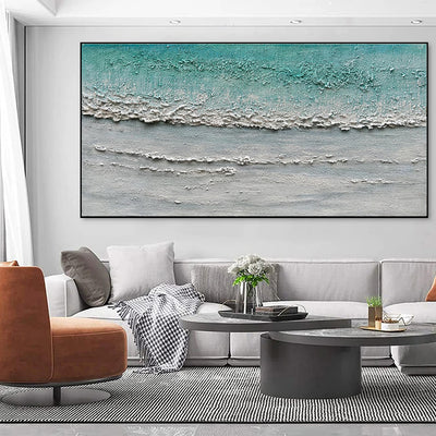 Cuadro Abstracto Olas del Mar - Pintura al Óleo Texturizada Hecha a Mano