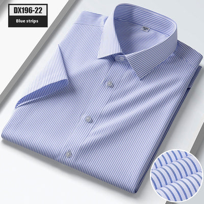 Camisa de Seda Rayas Manga Corta para Hombre - Estilo Verano - Image 7