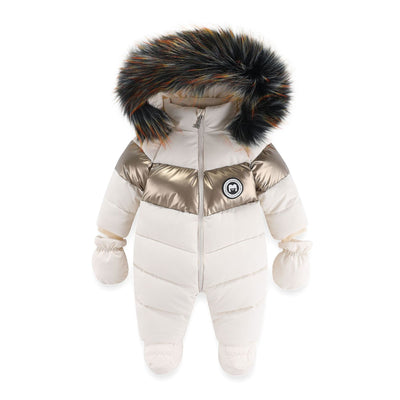 Mameluco Infantil con Cuello de Piel Acolchado para Invierno - Image 3