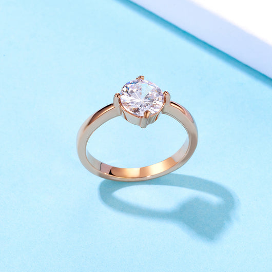 Anillo de Plata para Mujer con Acero Titanio, Circonia y Diamante Incrustados