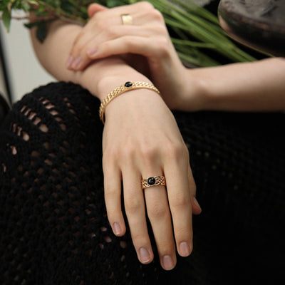 Anillo de Ágata Retro Lujo Ligero para Mujer - Image 11
