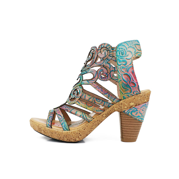 Sandalias Étnicas de Tacón Grueso Estilo Europeo y Americano