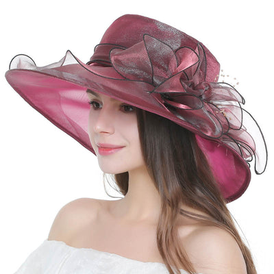 Sombrero de Playa Vintage con Malla Floral y Organza - Image 12