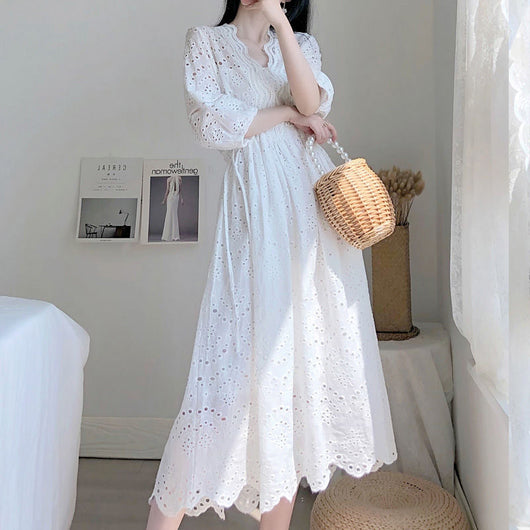 Vestido Elegante Slim con Encaje Bordado para Mujer - Image 2