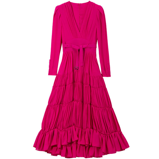 Vestido Largo de Manga Larga con Cinturón para Mujer - Image 4