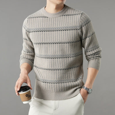 Suéter Grueso de Cuello Redondo para Hombre con Forro Polar y Textura de Visón Sintético - Image 9