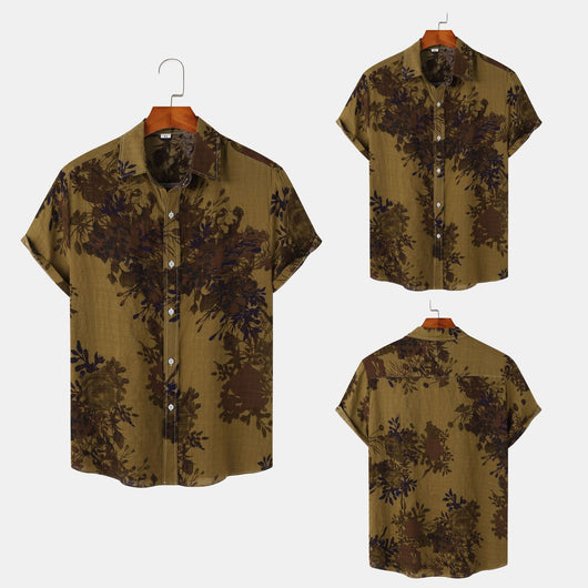 Camisa de Solapa Floral para Hombre