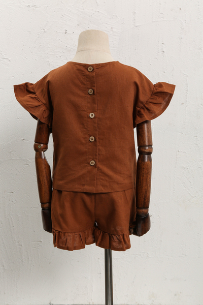 Conjunto Infantil de Algodón y Lino con Volantes - Camiseta Suelta y Casual - Image 47