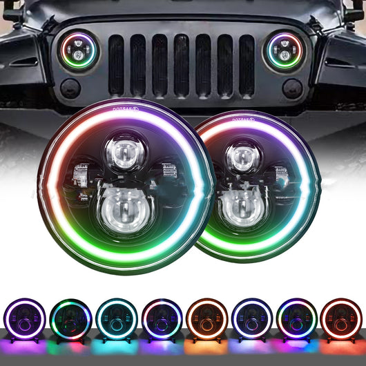 Faro LED 7 pulgadas con Ojos de Ángel Multicolor para Vehículos 4x4 y Modificaciones - Image 6