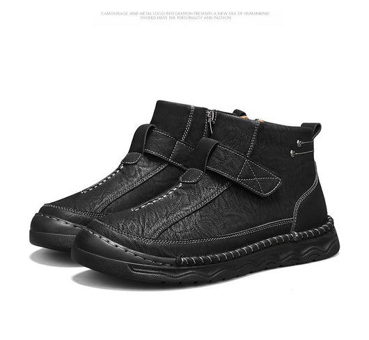 Botas Altas de Cuero para Hombre - Estilo Cargo Versátil - Image 12