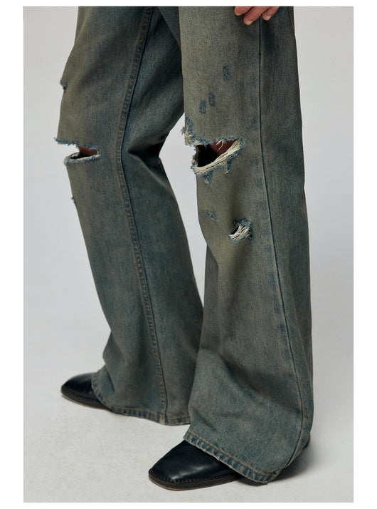 Pantalones Vaqueros Vintage Rotos Sueltos Acampanados - Image 11