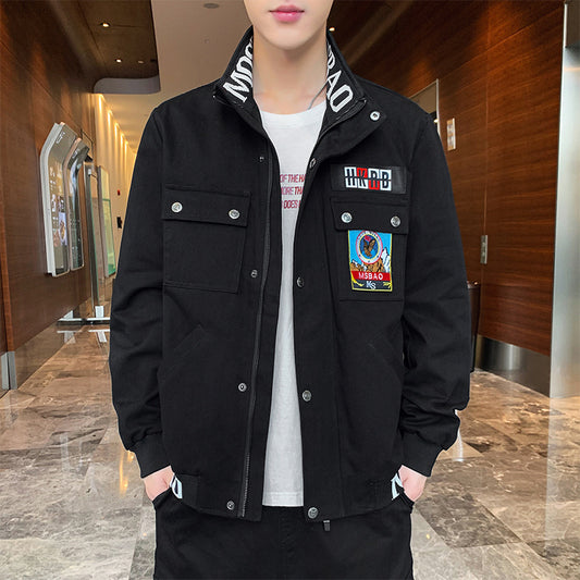 Chaqueta Casual Coreana con Cuello Tipo Flying - Estilo Trendy para Hombre