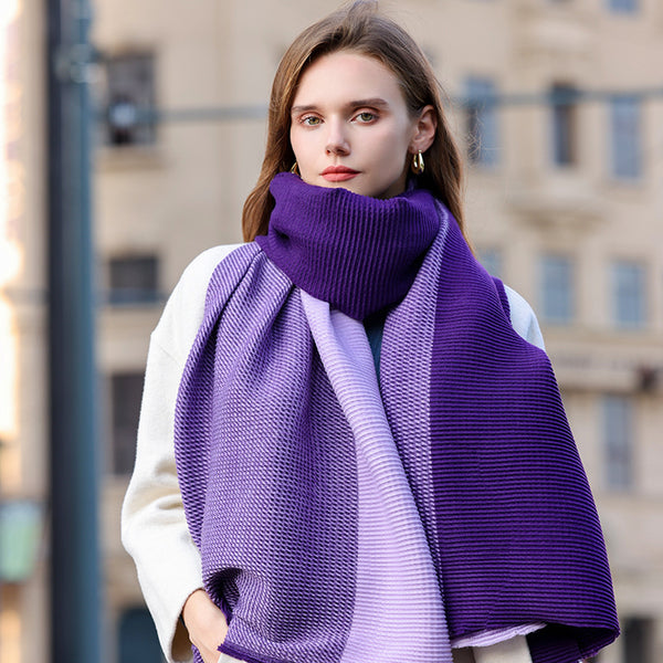 Bufanda Degradada Reversible de Imitación Cachemira - Elegancia y Versatilidad para Invierno